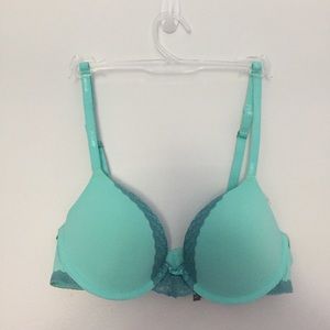 Aerie Pushup Bra 34B Teal Lace Detailing